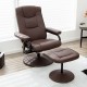 Brown 360° swivel massage recliner chair with ottoman, featuring adjustable backrest and cushioned armrests for.
